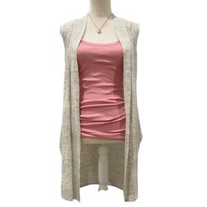 Cynthia Rowley Womens Gray Open Front 100% Linen Sleeveless Cardigan Sweater S